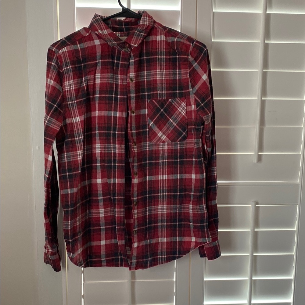 Plaid Red and Black Flannel Shirt
